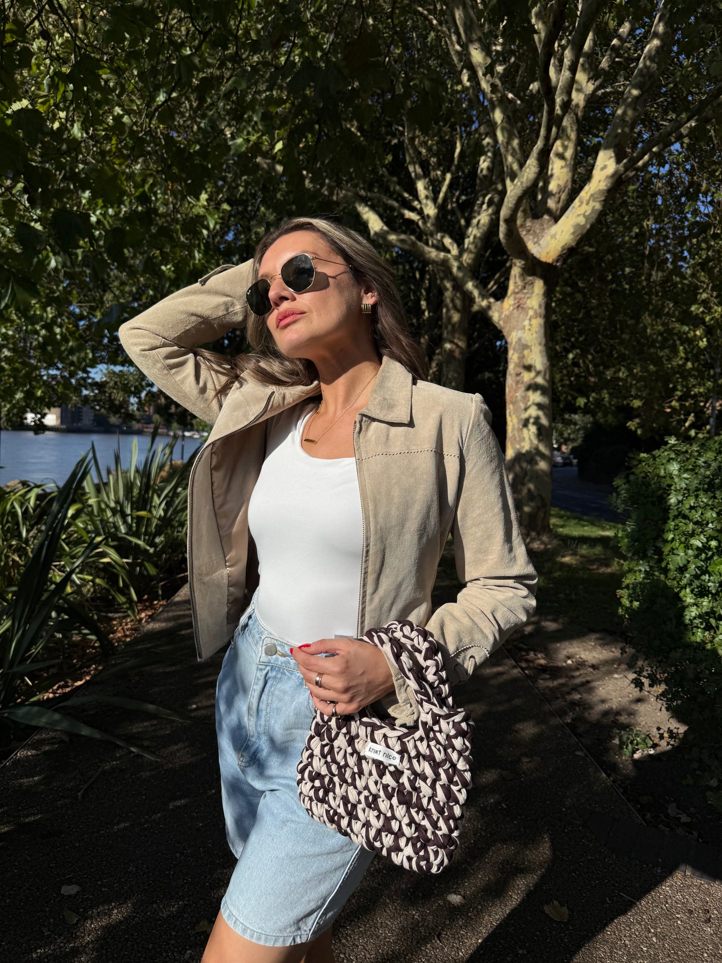 mini tote - brown and beige